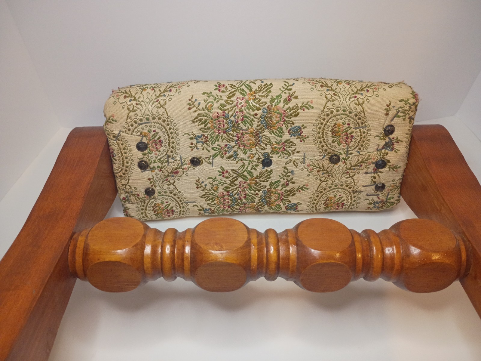 Antique Rocking Foot stool, Needle- Pointed Cushion Pine Wood