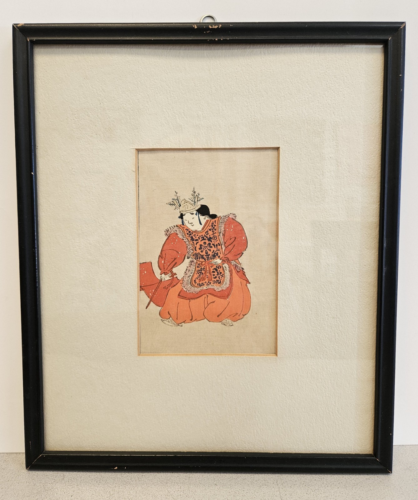 Vintage Japanese UKIYO Colored Print Kabuki Man FRAMED