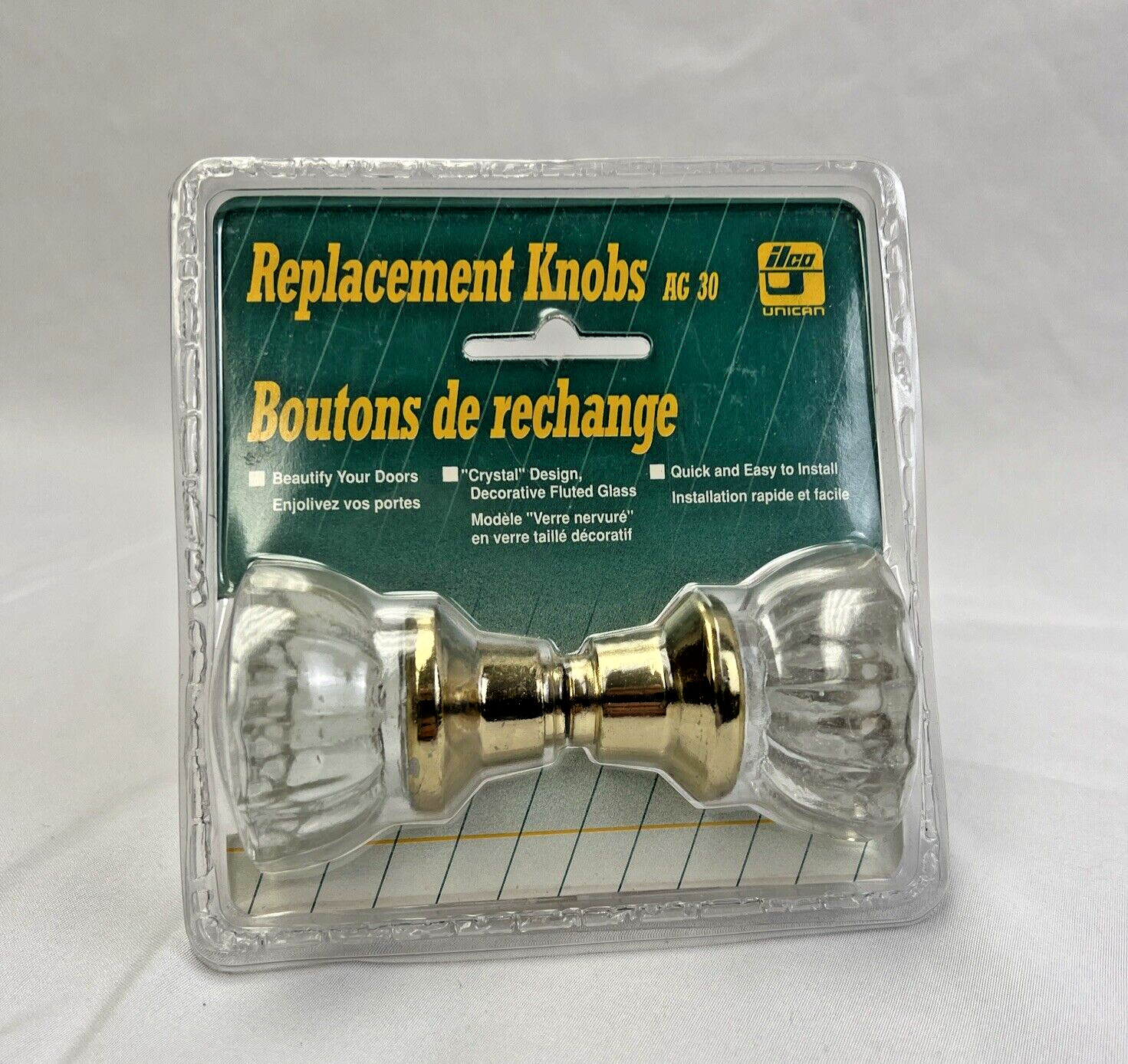 Clear Crystal 12-Point Glass Replacement Door Knobs Handles Spindle Vintage look