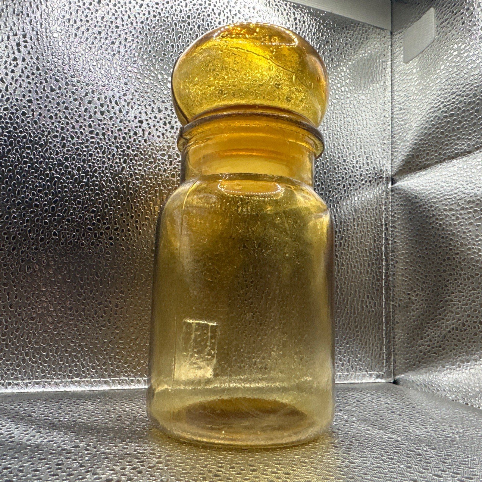 Vintage Amber Apothecary Jar, 7 Inches, Decorative Glass, Storing