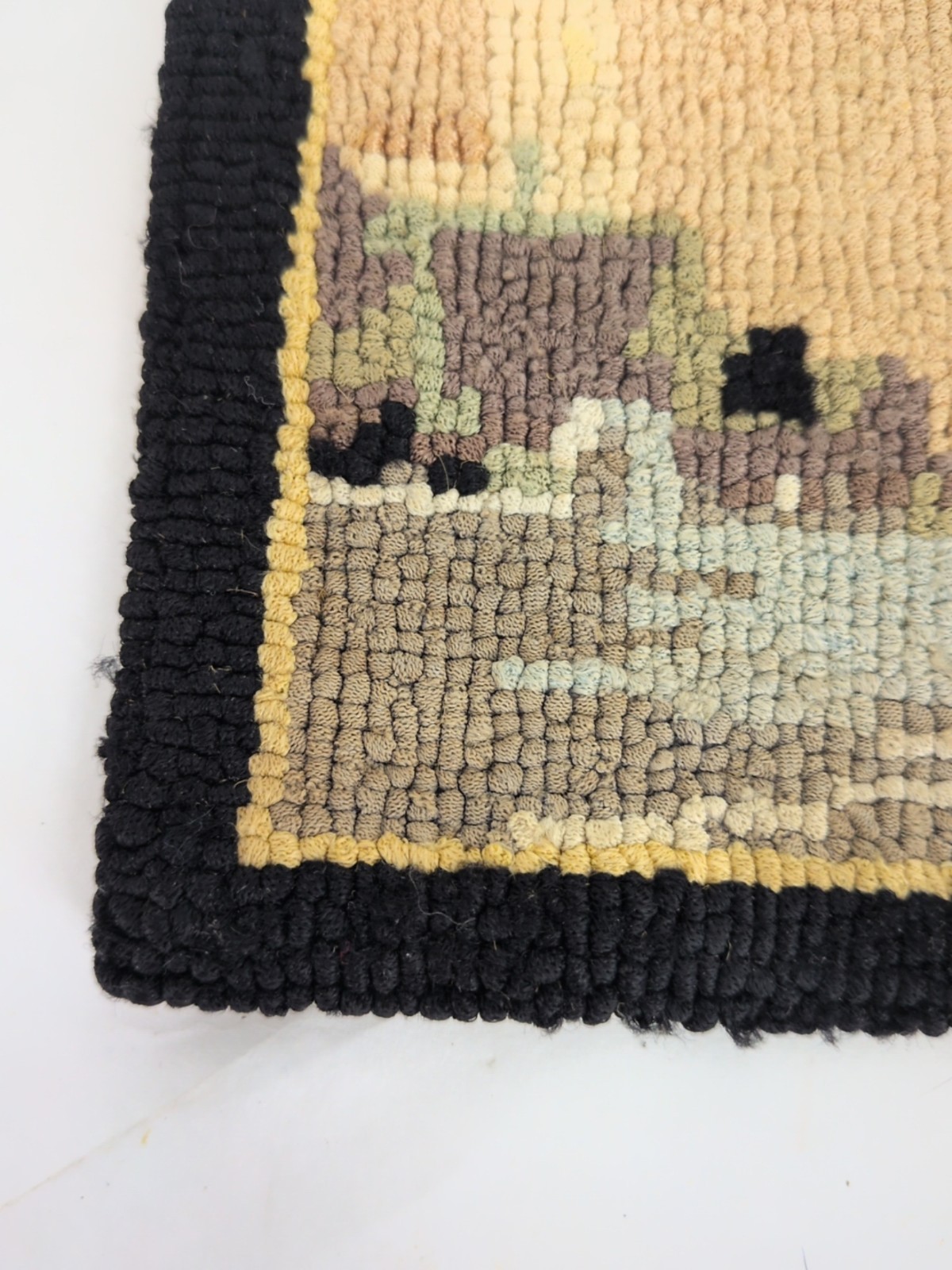 Miniature Grenfell Hooked Rug Lighthouse Ocean Birds 4’x6″ Newfoundland Canada