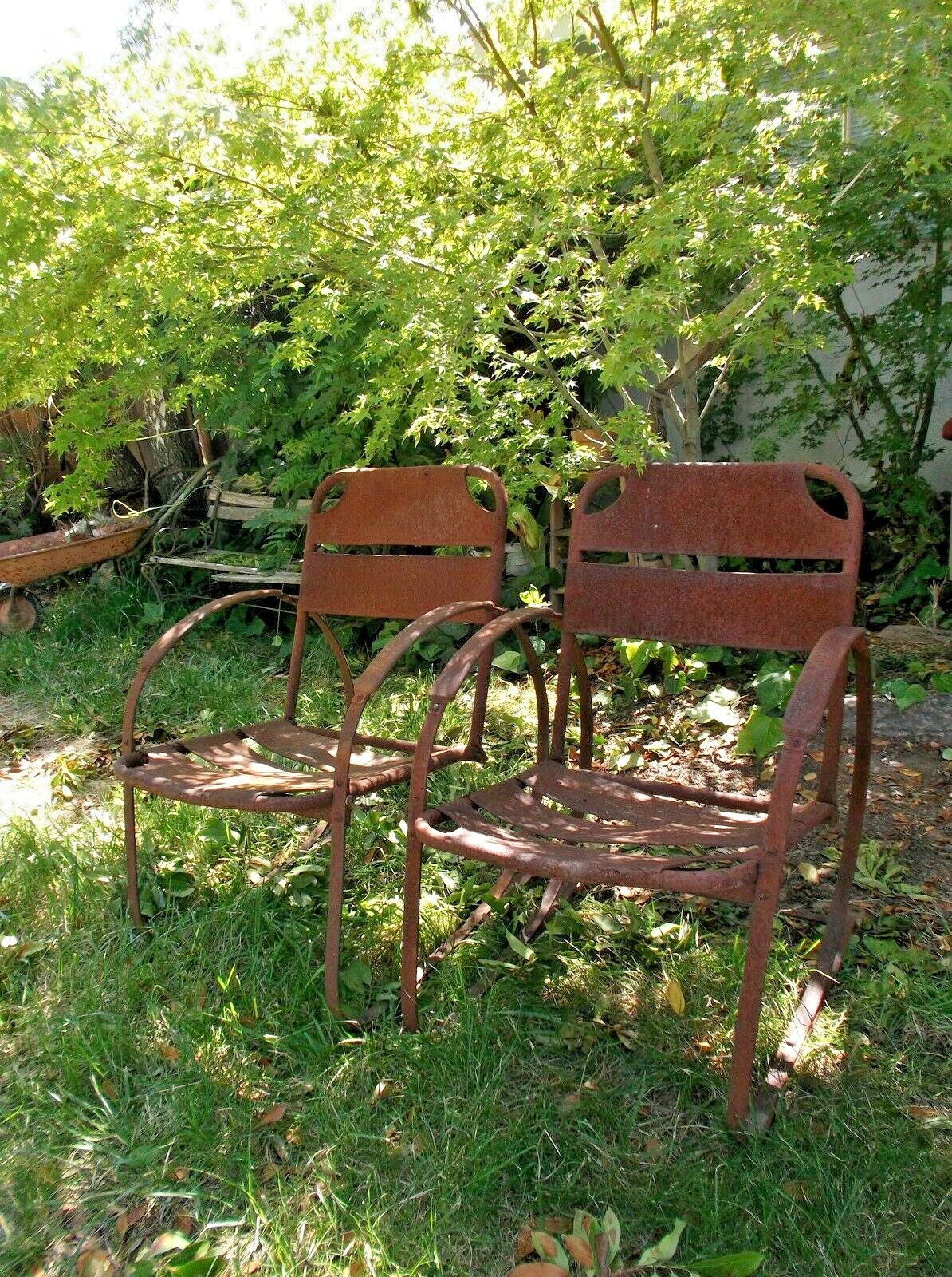 Antique 1940s Bouncer Cantilever Chairs Great Patina Vintage SHIPPING AVAILABLE