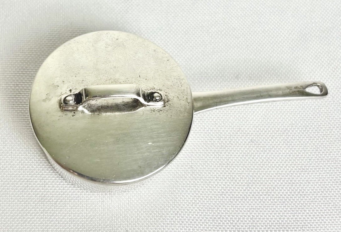 RARE Sterling Silver Miniature Chef Pan Lid Whisk 925 Skillet 1:12 Signed Vtg
