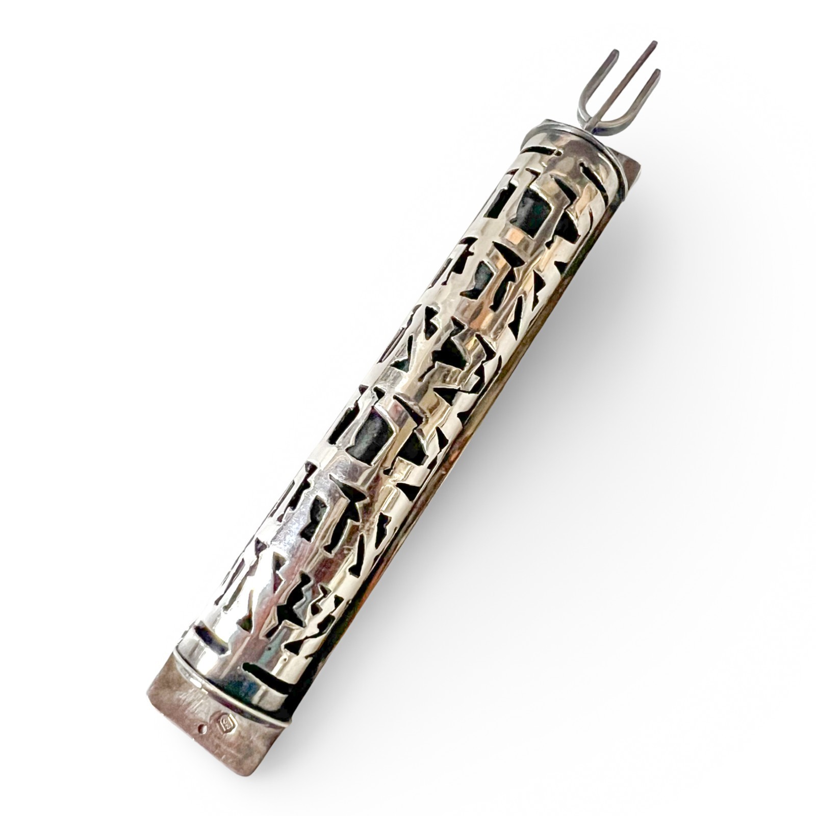 VIntage Sterling Silver Mezuzah scroll case Israel