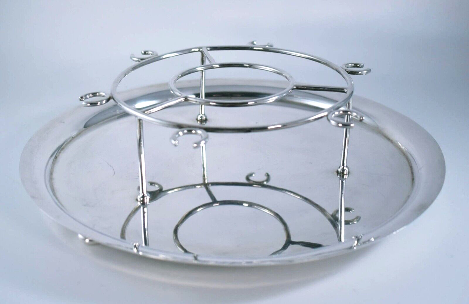 RARE ANTIQUE ASPREY & CO SILVER PLATED WINE GLASS HOLDER TRAY & GLASSES c1920