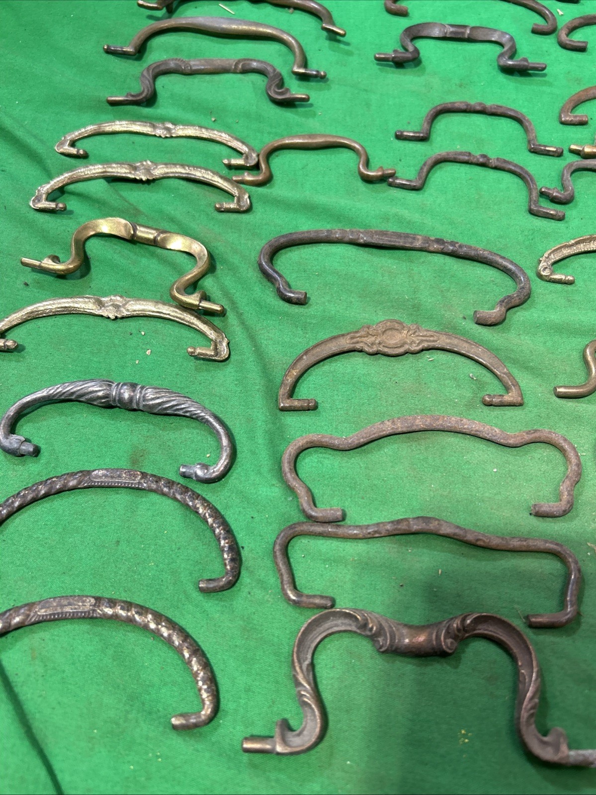 Forty Plus Ornate Solid Metal / Brass Antique Drawer Pulls Bails