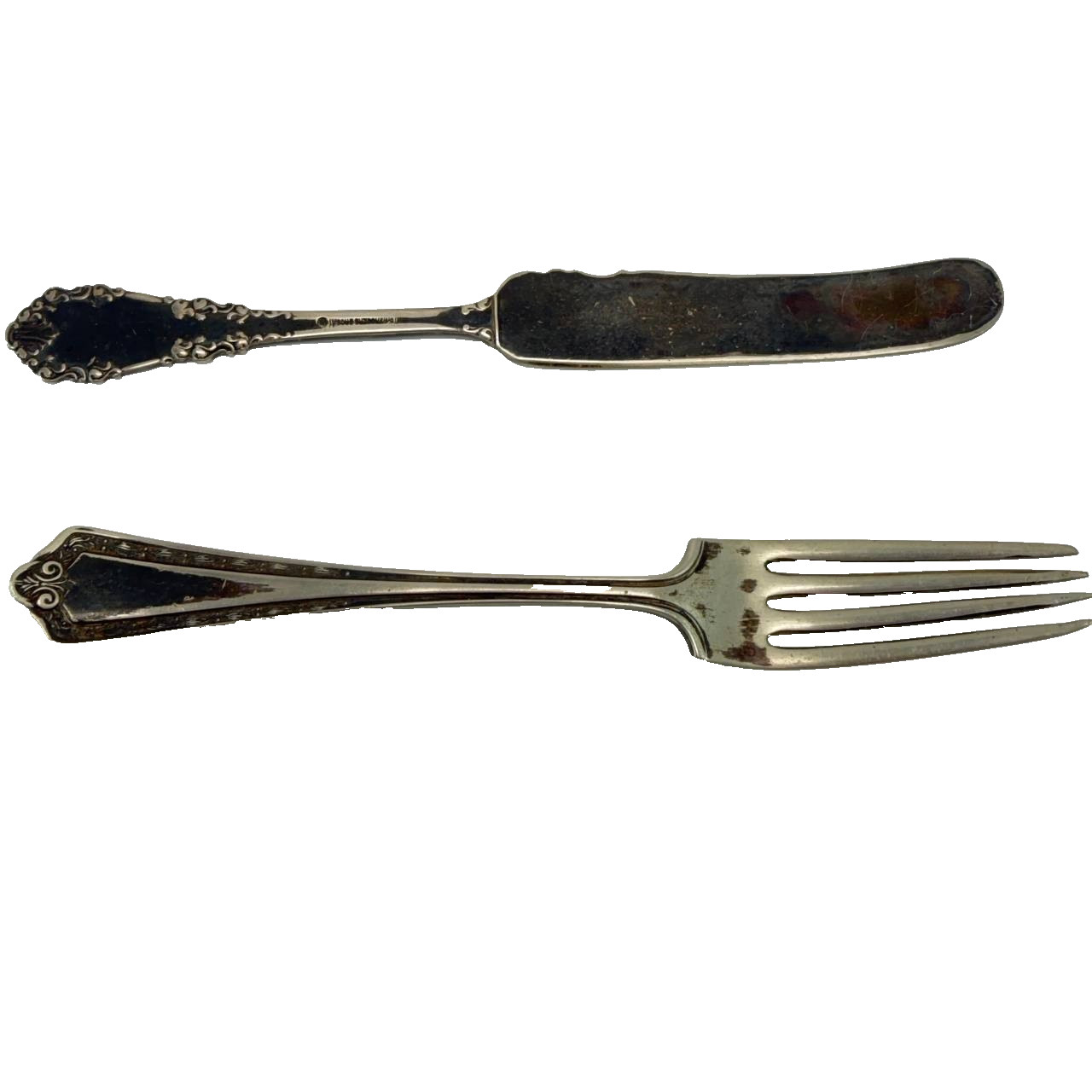 1847 Rogers Bros Wm Rogers Son Silverplate Knife Fork Set Pat 1915 Vintage