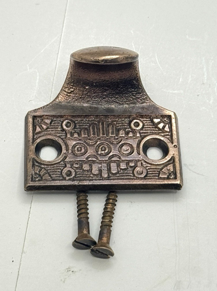 Antique Eastlake Window Sash Lift Vintage Bronze Window Hardware w/ Brass Screws