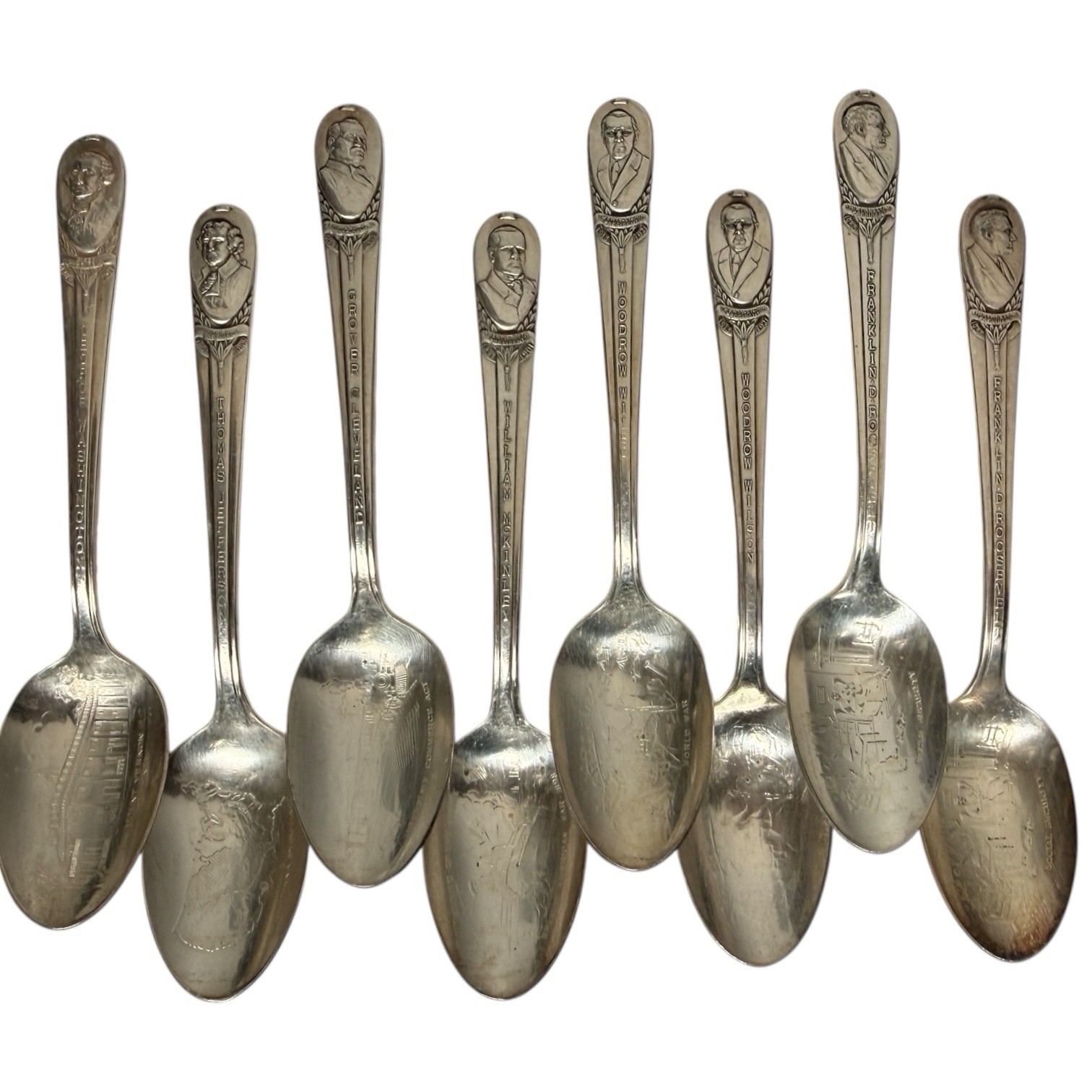 President Spoons Silver Plated 6″ Lot Of 8 WM Rogers Vintage Set Commemorative