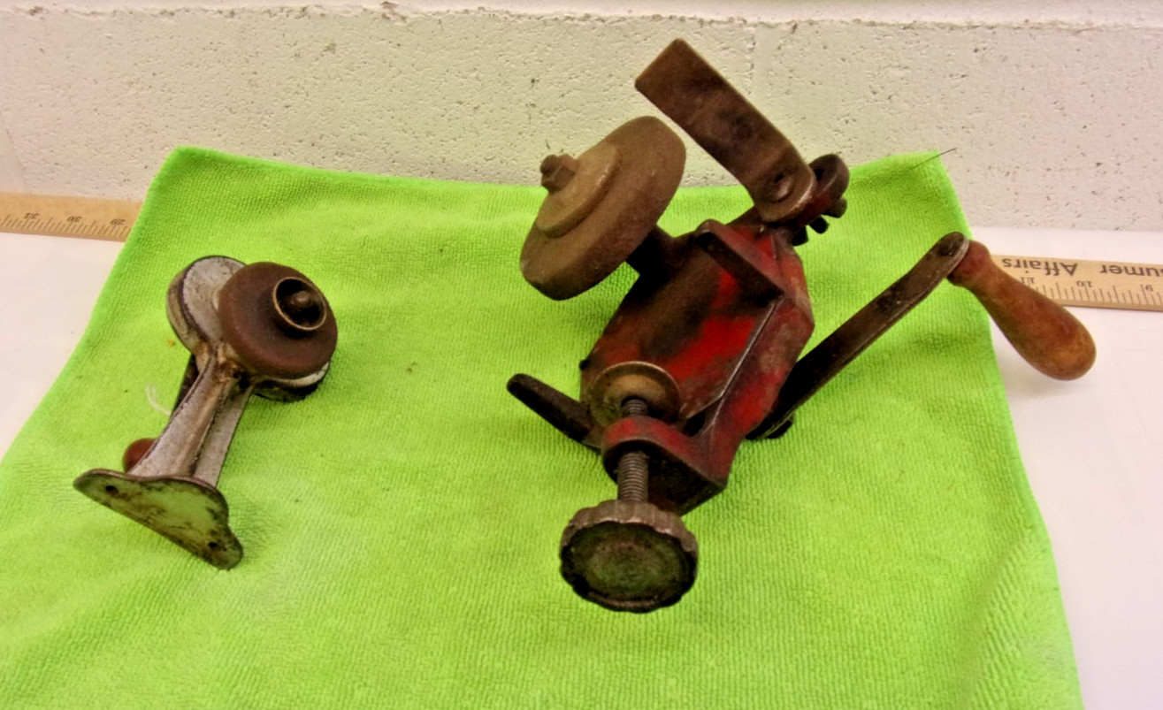 (2) Antique stone grinder DAZEY Sharpit Clamp Style 1930-1950