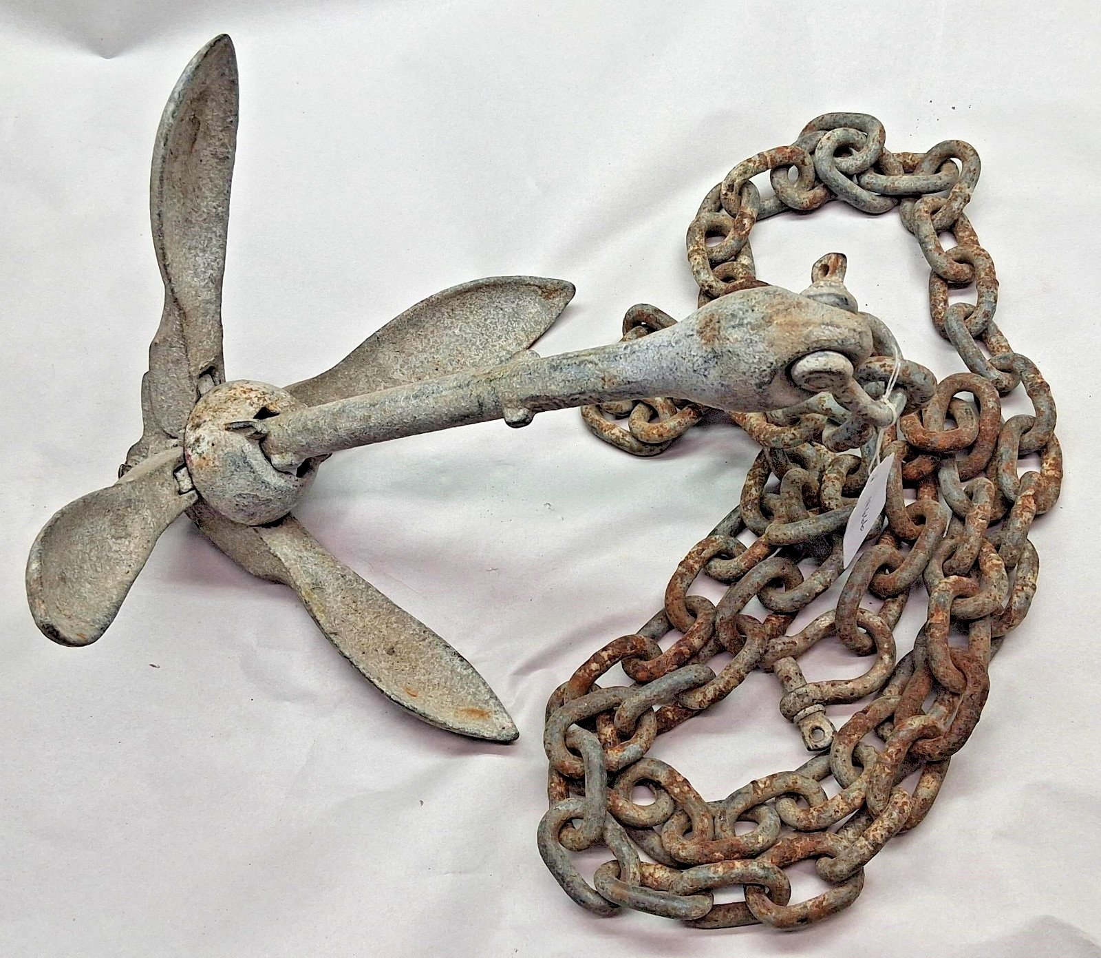 Anchor, Vintage 4 Prong Folding Anchor with 6′ of chain, total weigh 8 lbs.