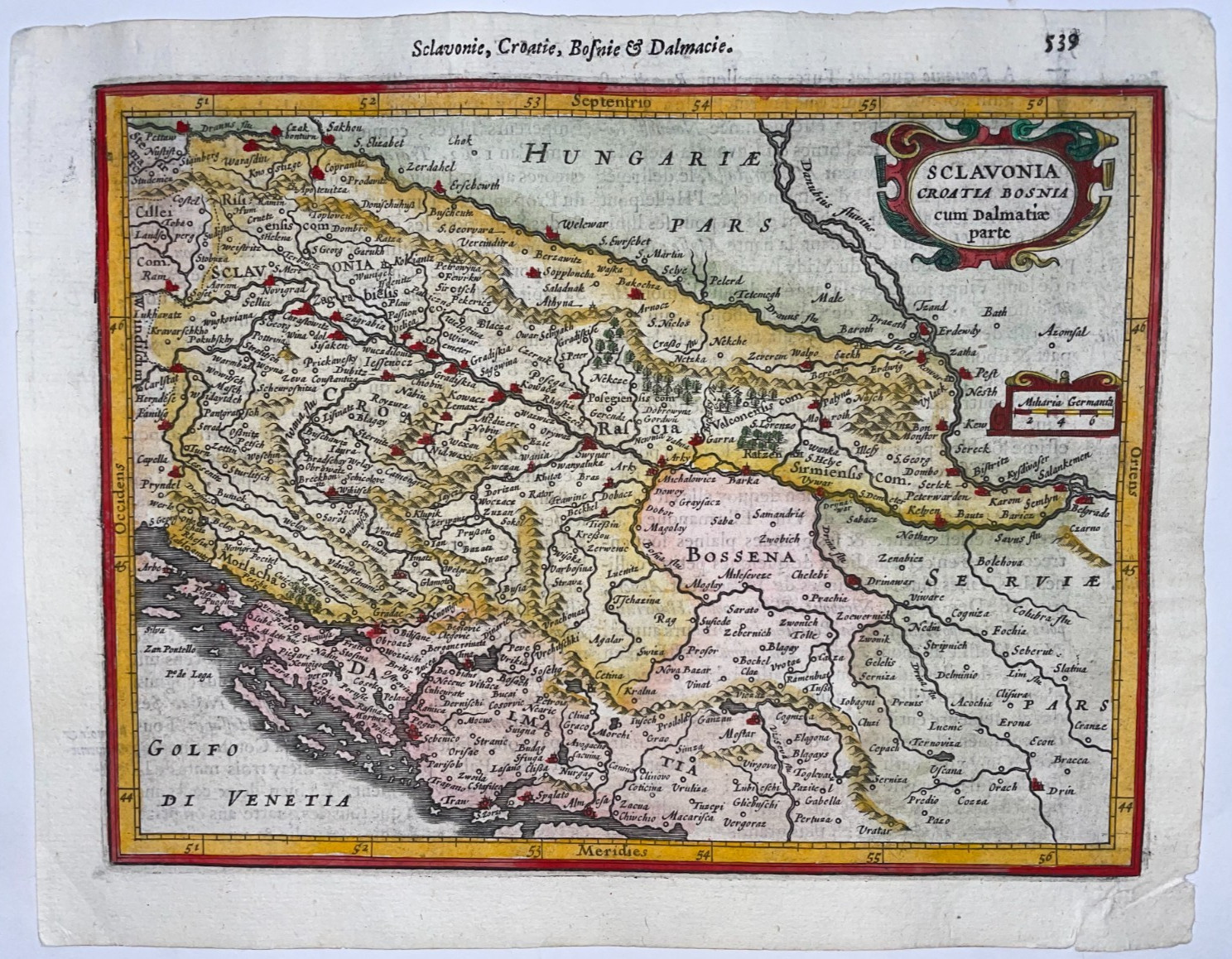 DALMATIA CROATIA SERBIA 1613 MERCATOR HONDIUS ATLAS MINOR NICE ANTIQUE MAP