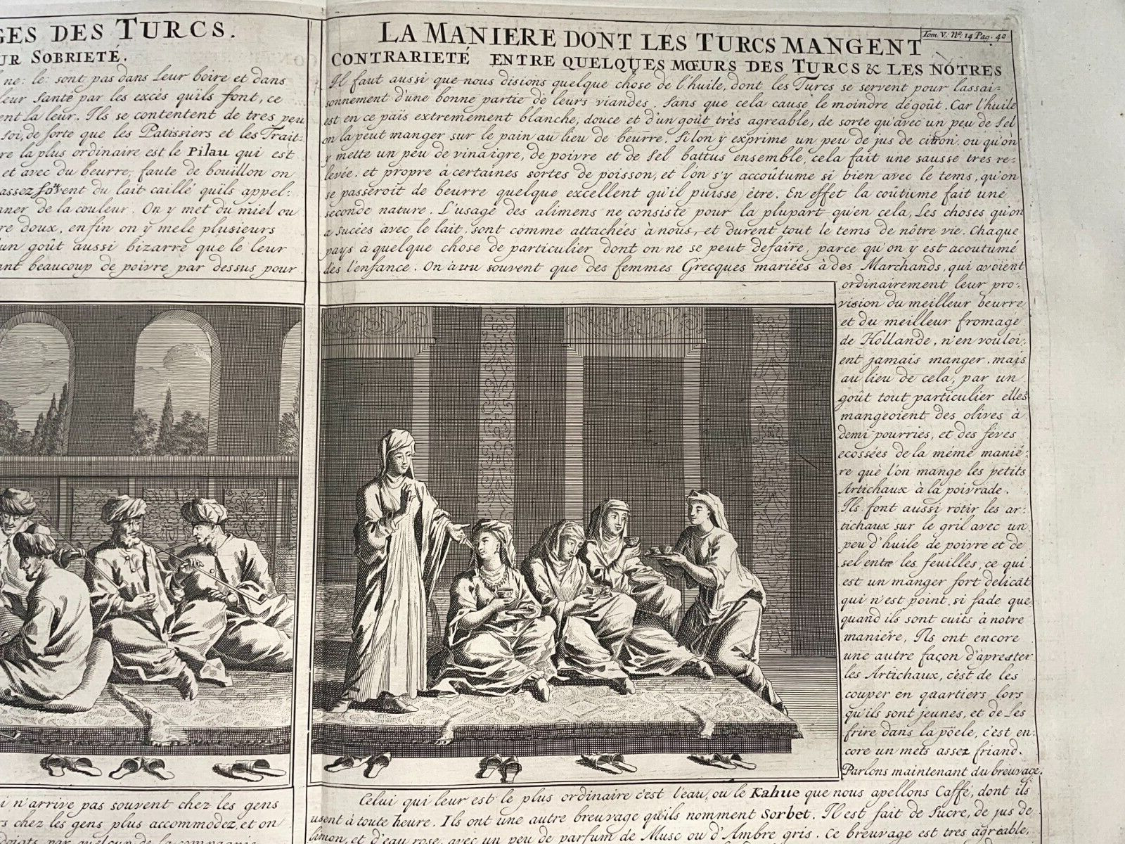 TURKEY SCENES OF LIFE FOOD & DRINK 1719 HENRI CHATELAIN LARGE ANTIQUE PLATE