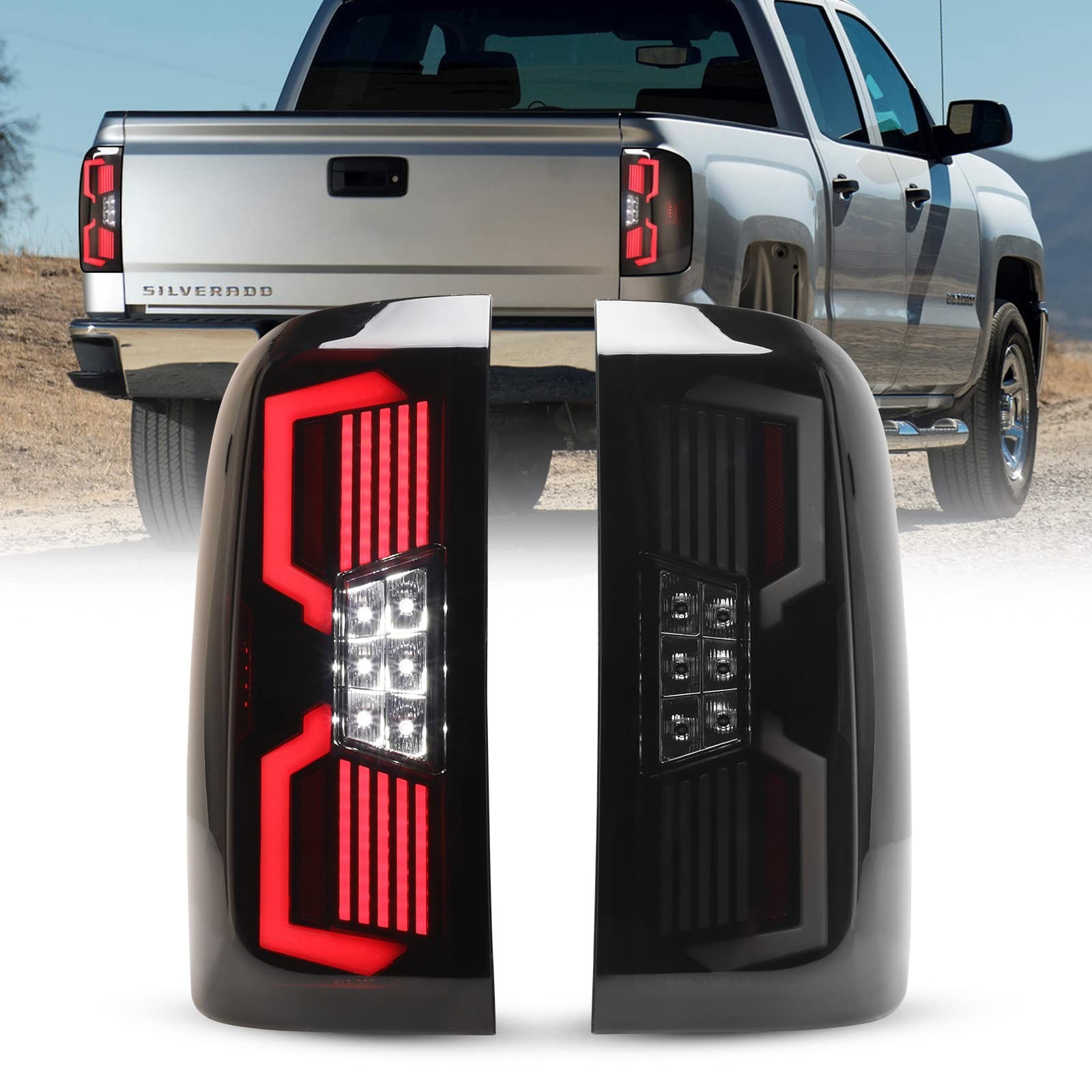 LED Tail Light Assembly for Chevy Silverado 1500 2014-2018 with LED Sequentia…