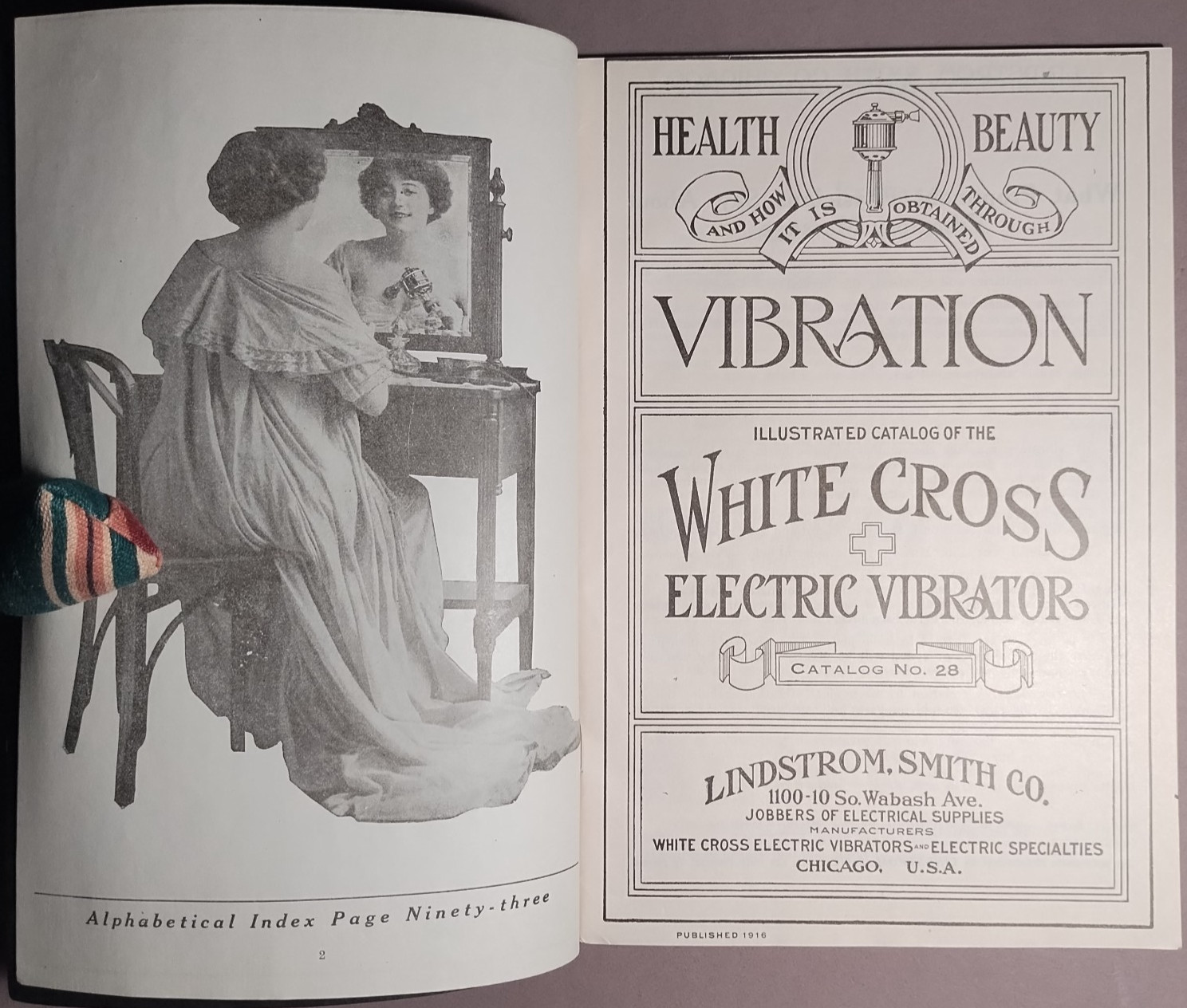 1916 White Cross Electric Vibrator Lindstrom Smith Quack Medicine Catalog B2-100