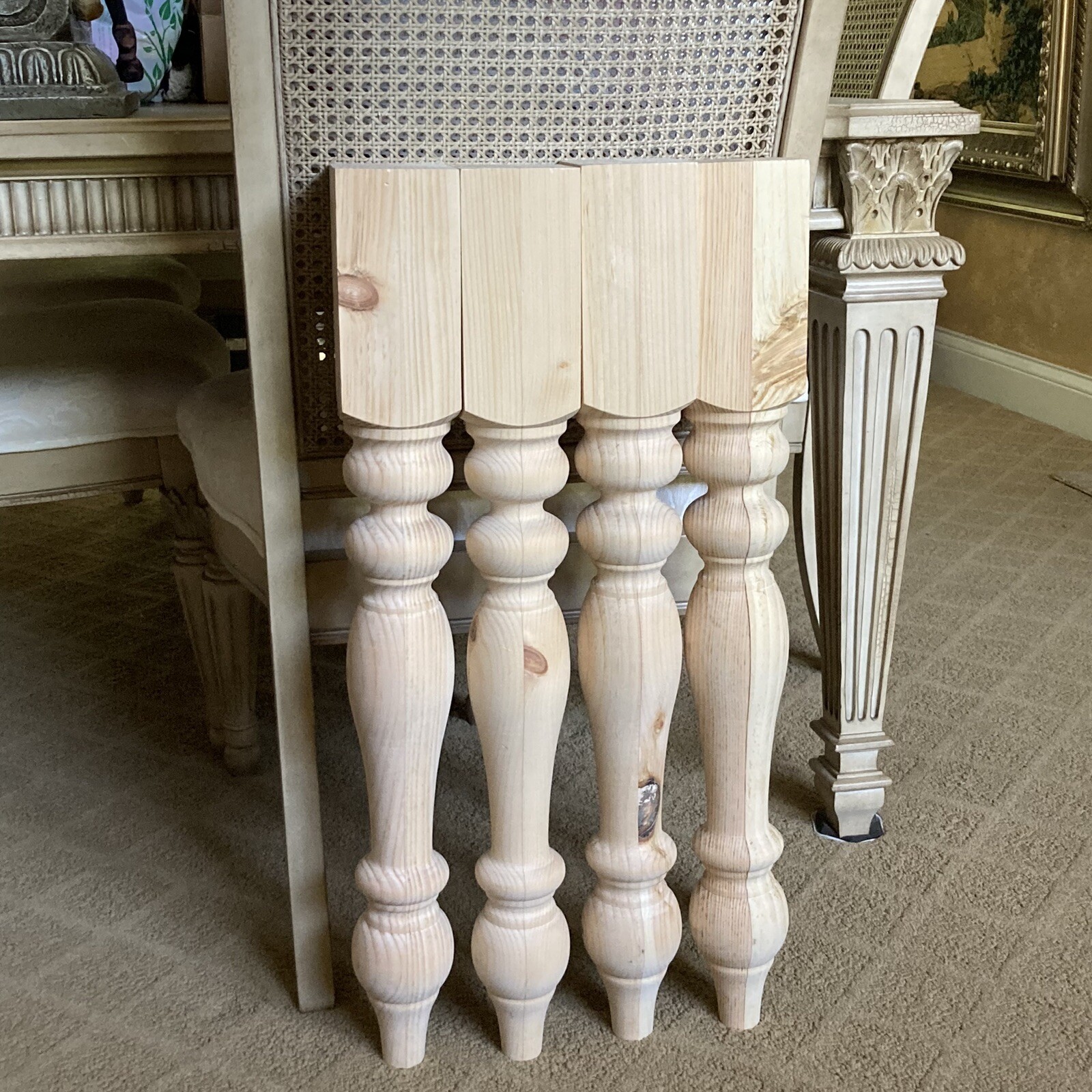 SET OF 4 Unfinished Island TABLE LEGS 29″ x 3 1/2″ Knotty Pine Real Wood