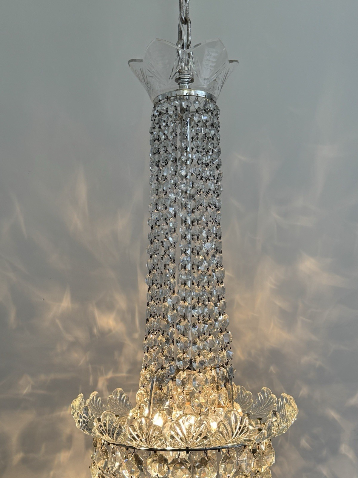 Antique Crystal Beaded Biedermeier Chandelier Tent Bag