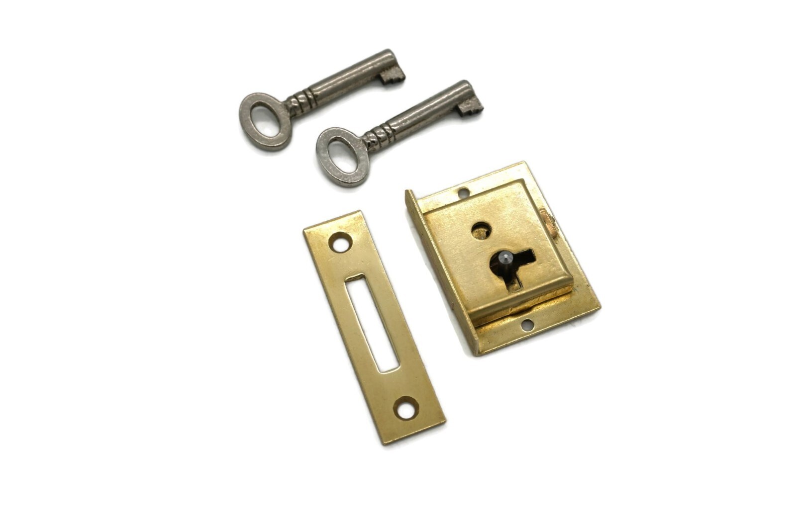 Half Mortise Lock Furniture Cabinet Lock Petite Box Lock Solid Brass – 2 Keys