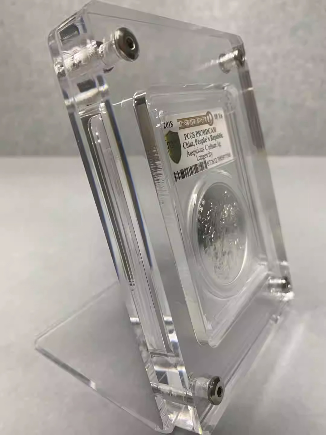 Acrylic Desktop Display Frame Protective Case Integrated Stand NGC/PCGS Slab