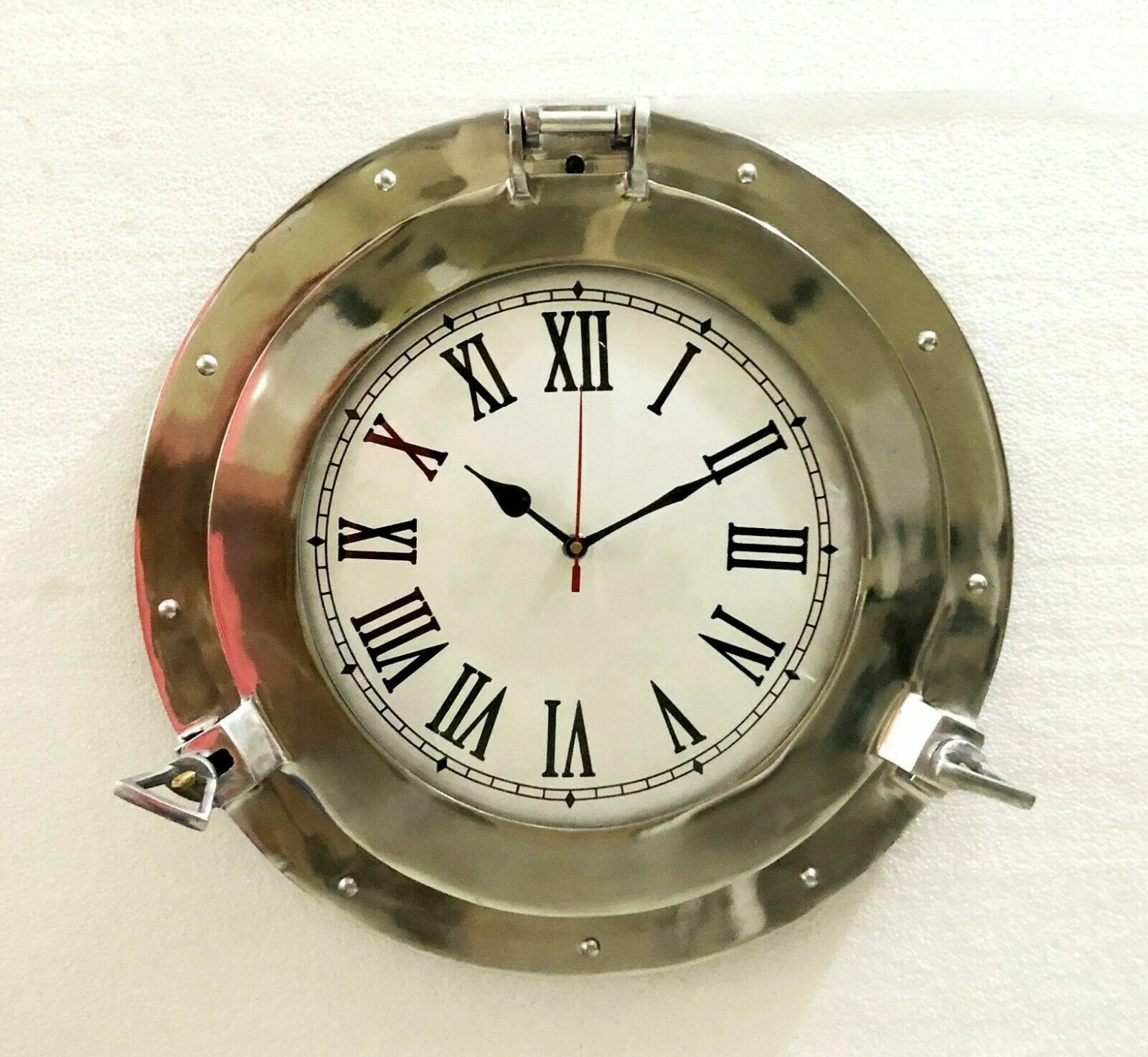 Aluminum Porthole Wall Clock Nautical Home Décor Ship Porthole Clock