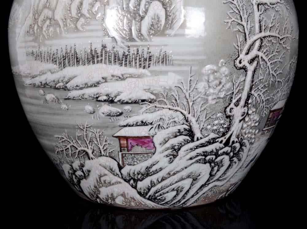 31CM He Xuren Signed Old Chinese Ink Color Brush Washer W/landscape N205
