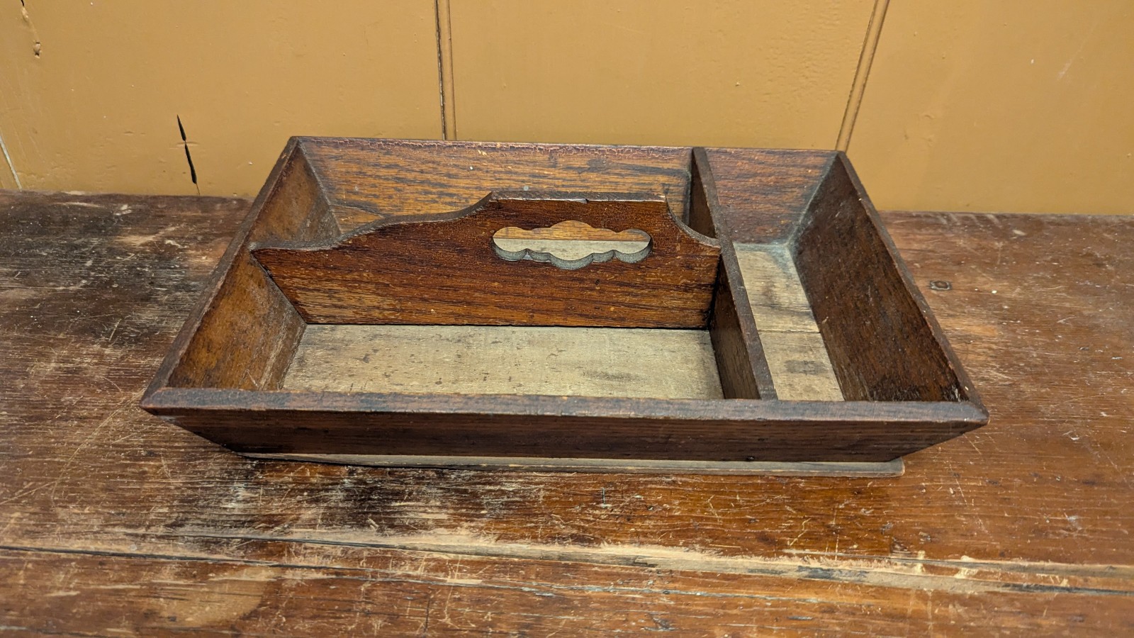 Antique Early Utensil Cutlery Box Knife Tray Carrier Primitive Country Farmhouse