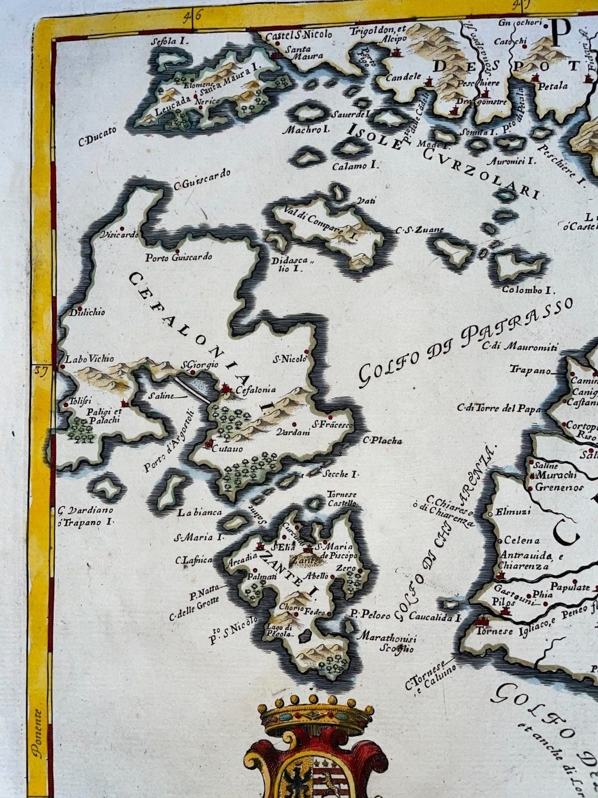 GREECE LA MOREA 1686 VIGNOLA – DE ROSSI LARGE UNUSUAL ANTIQUE MAP 17TH CENTURY