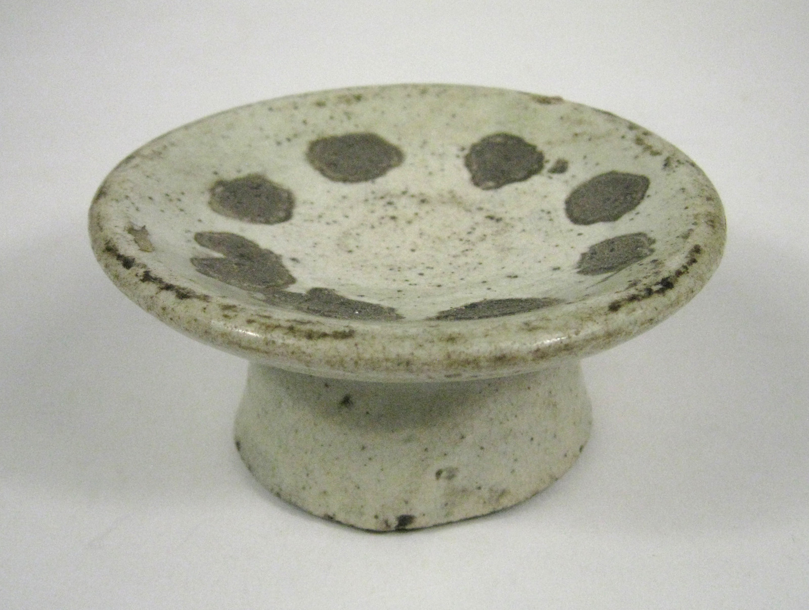 Asian Ceramic Bowl Stand Pottery Clay White Glazed Earthenware Footed