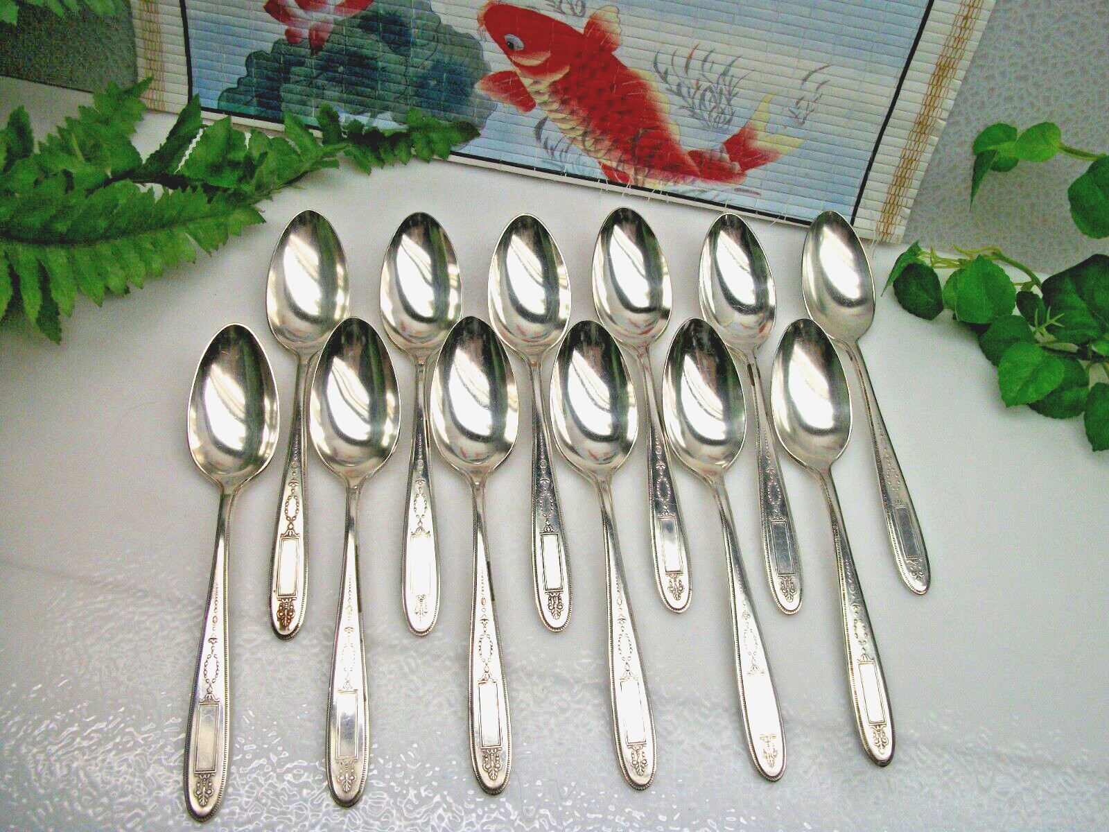12 Oneida Community Silver GROSVENOR Silverplate Teaspoons 1921