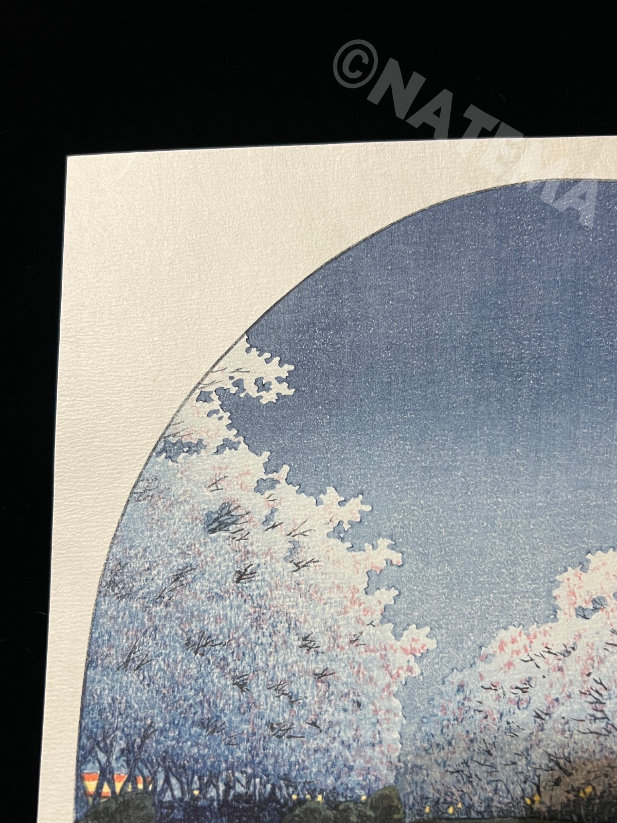 Hasui Kawase “Cherries at Night in Koganei” woodblock print authentic ATOZURI