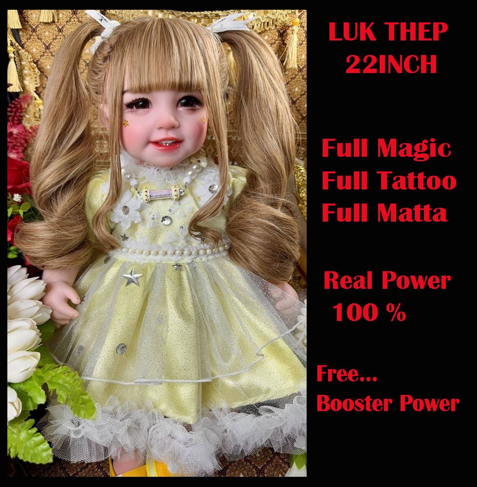 Thai Amulet Charm Luk Thep Real spirit Girl Size 22″ Full Tattoo By Aj NiKom