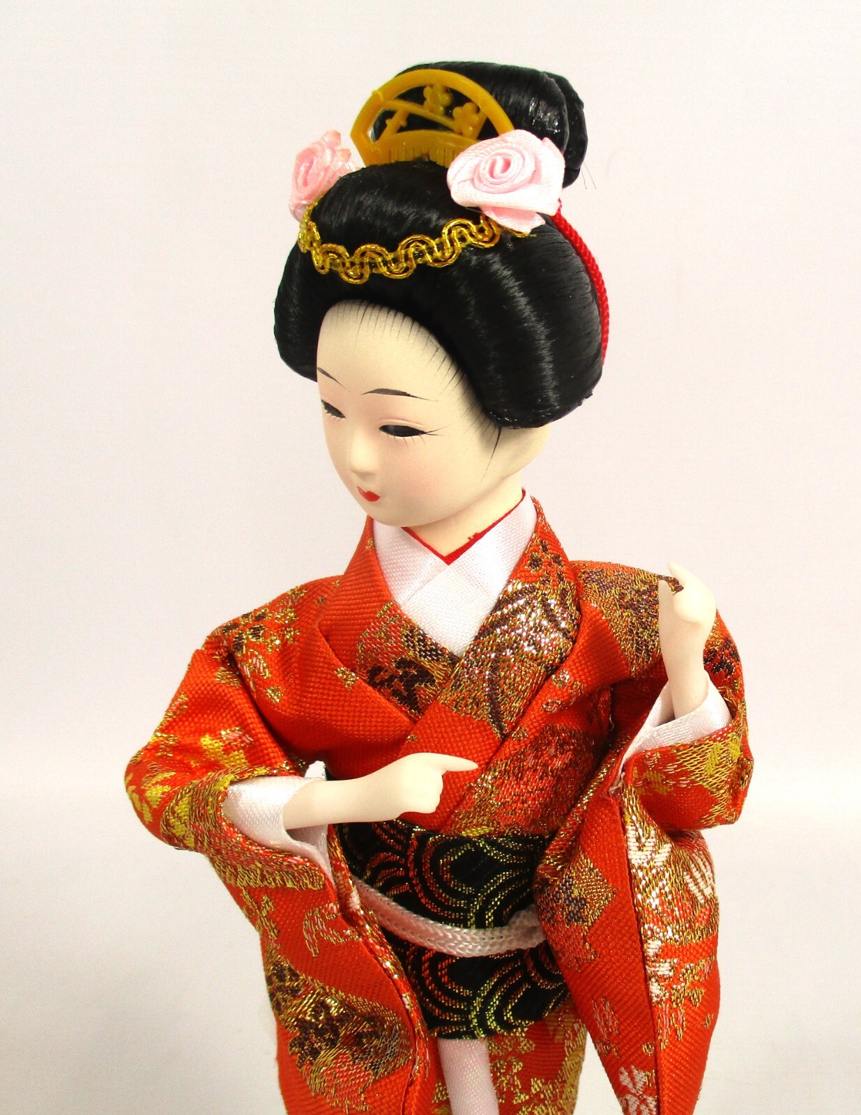 Vintage Zhong Yi Fang Japanese Geisha Doll with Parasol 33cm in Original Box