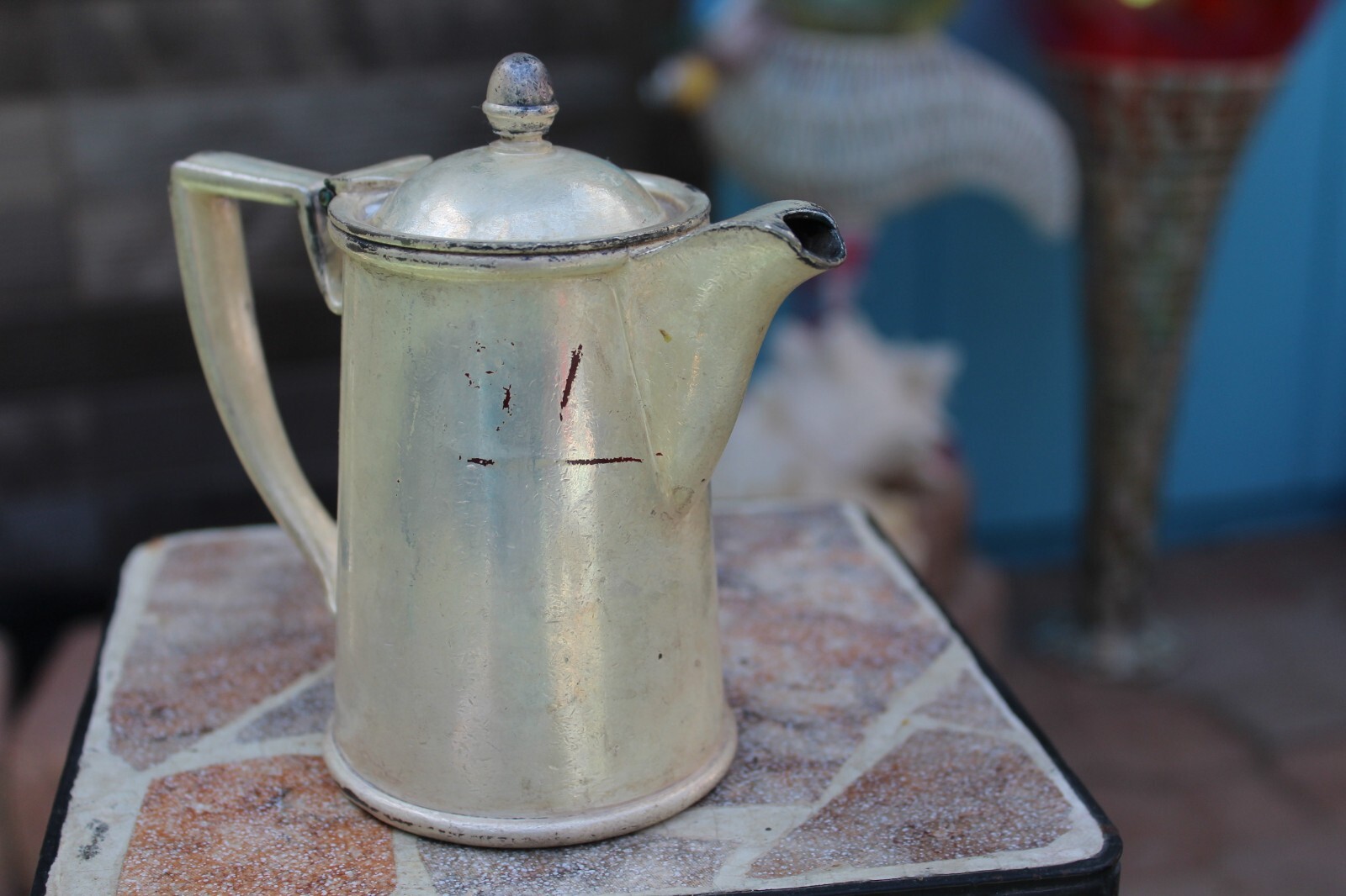 Antique / OLD “Gorham Silver E P Soldered 014734 — 8 oz. ” Creamer with Lid