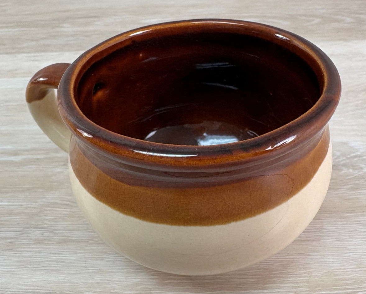 Vintage Tri-Color Brown Band Pottery SMALL MUG