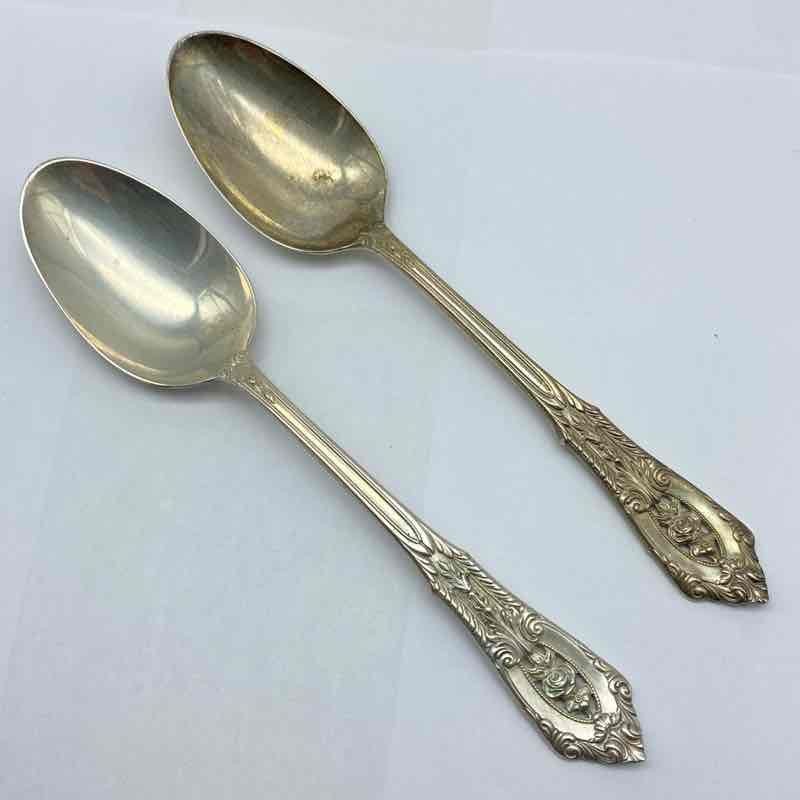 Wallace Rose Point Sterling Silver Teaspoons 2 Piece 6 Inch