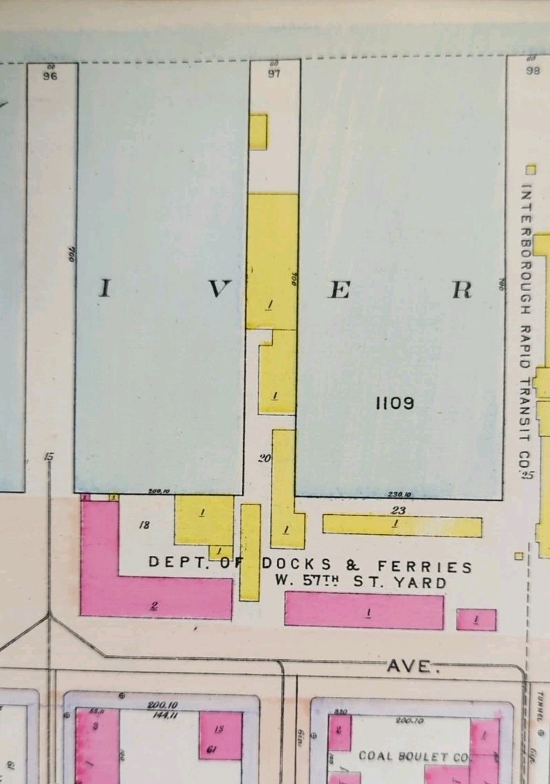 1916 HELLS KITCHEN MANHATTAN Map NEW YORK CITY Old Antique DEWITT CLINTON PARK