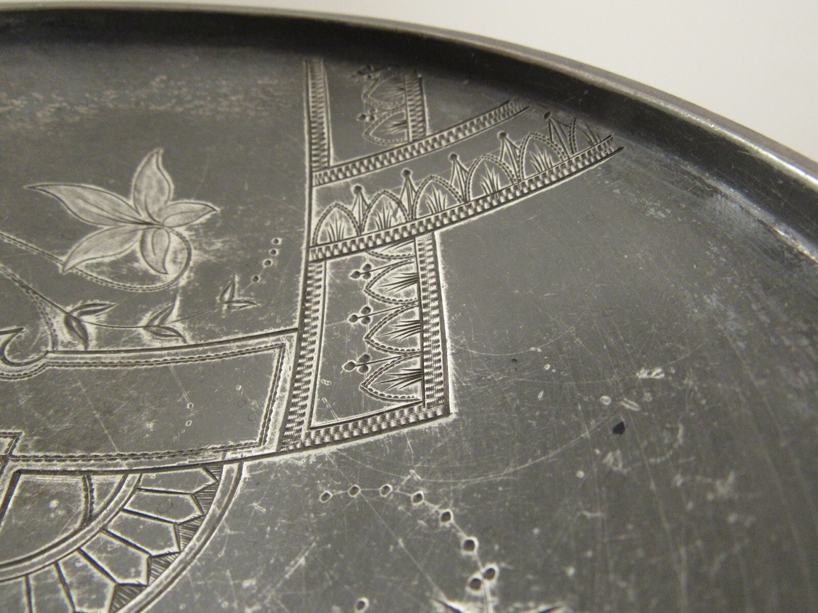 Antique hand engraved Aesthetic movement silverplate bowl floral/Eastlake 6”