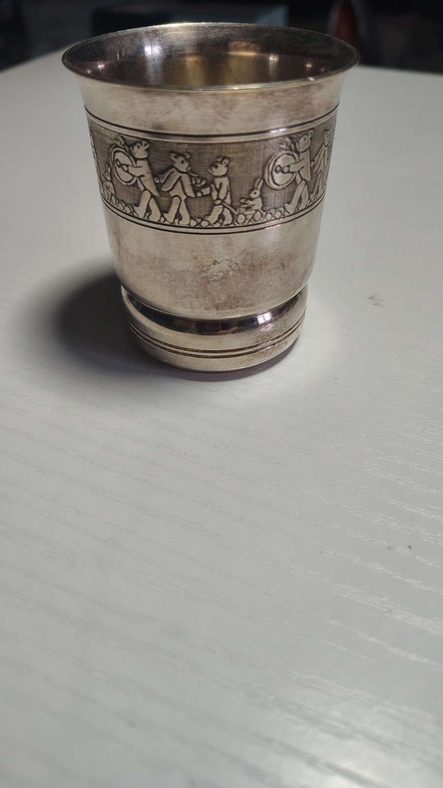 Vintage Christening cup, silver plate , teddy bears, Sutton & co