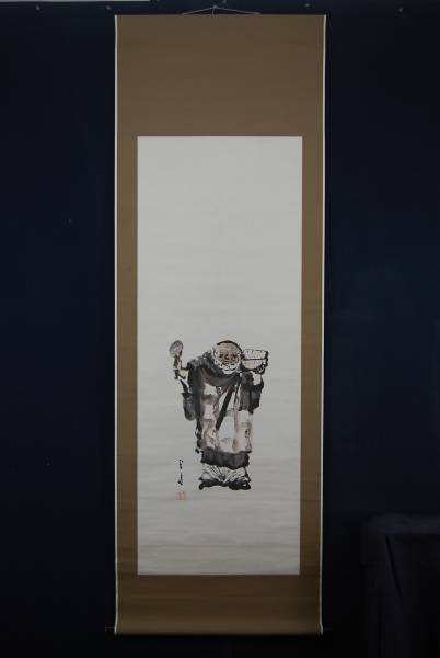 HANGING SCROLL JAPANESE PAINTING JAPAN Monk Procession PICTURE OLD AGED ART f286