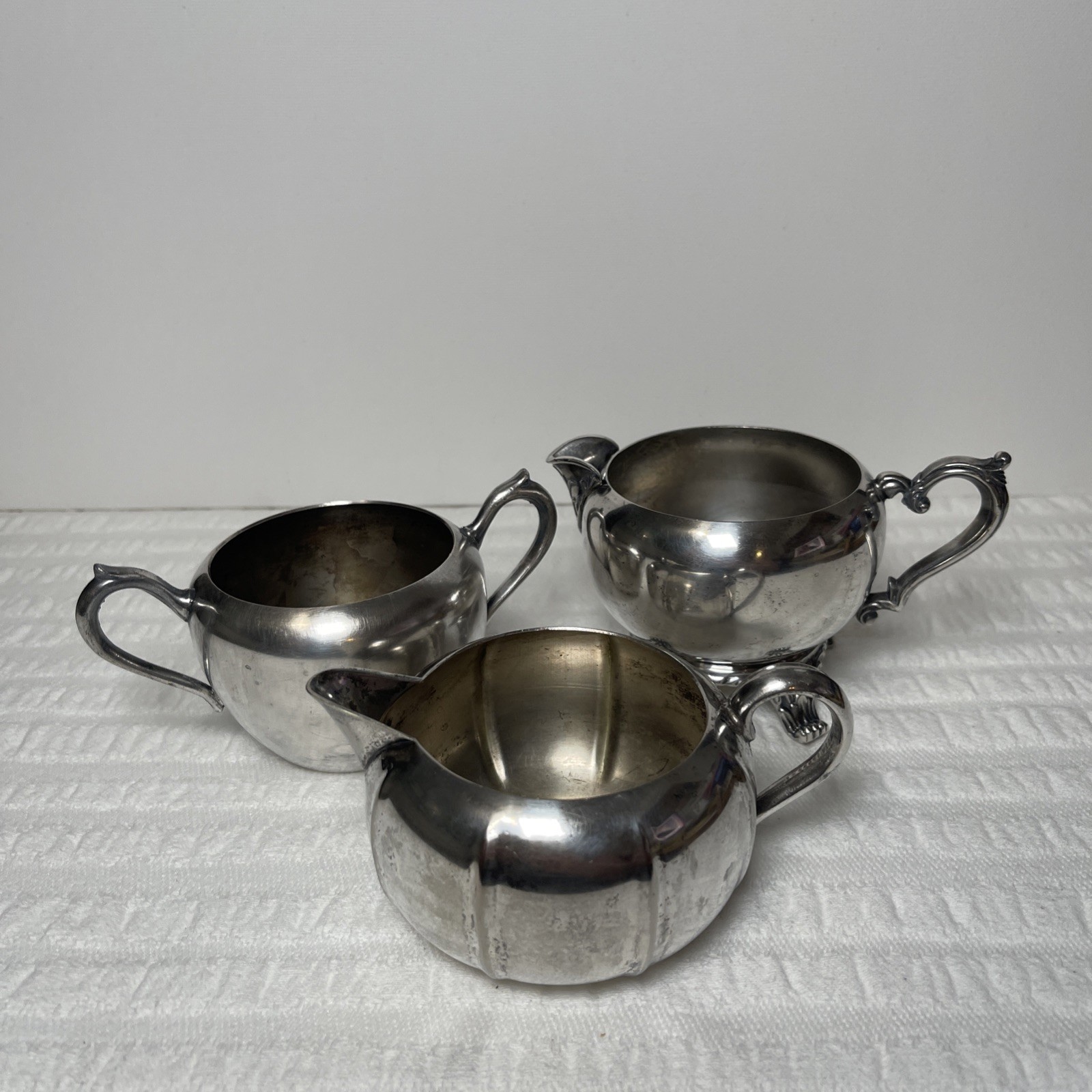 Vintage F B Rogers and Keystoneware Silver Plated 2 Creamers and 1 Sugar Bowl