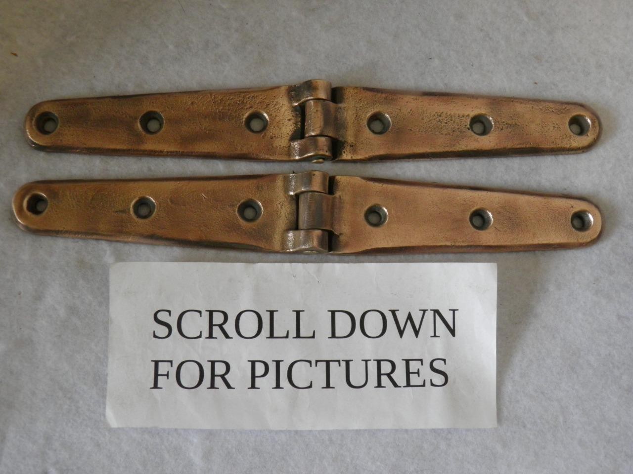 BAROQUE PERIOD BLACKSMITH RENDERED 6″ BRONZE/BRASS DOOR HINGES EA.OVER 1 LB.