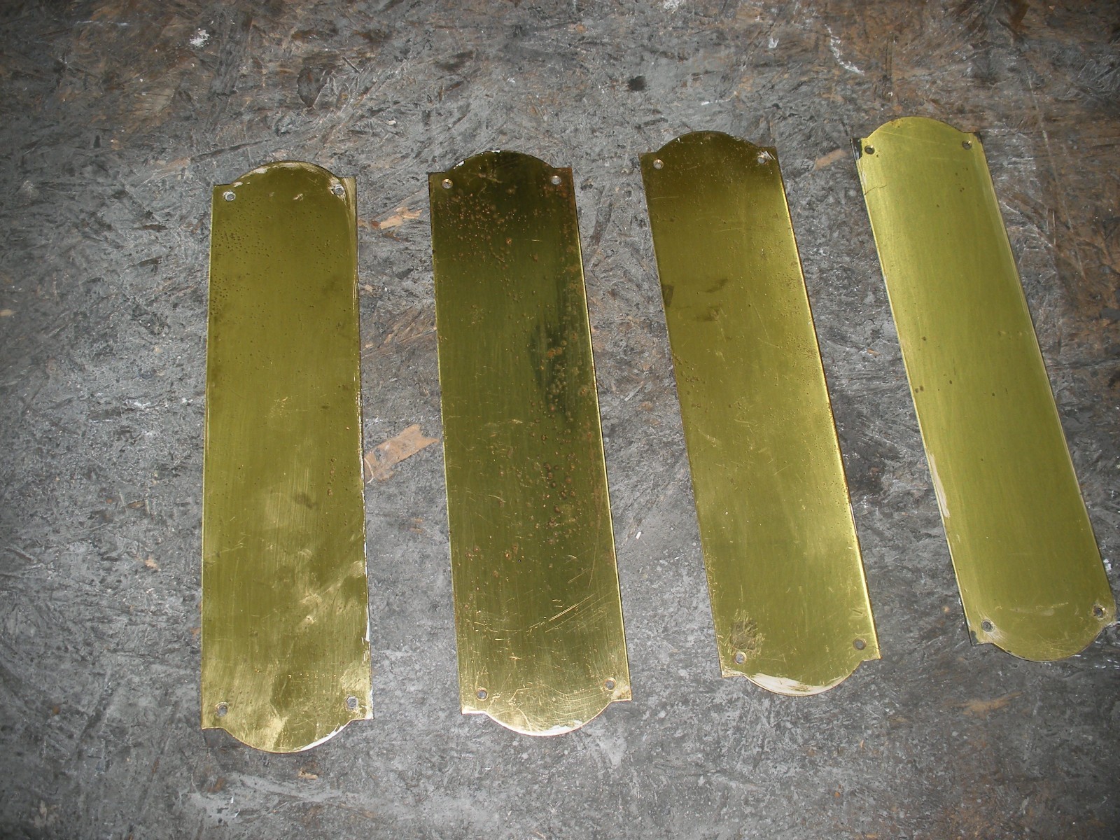 Pairs of reclaimed solid brass door finger plate (2 pairs available)