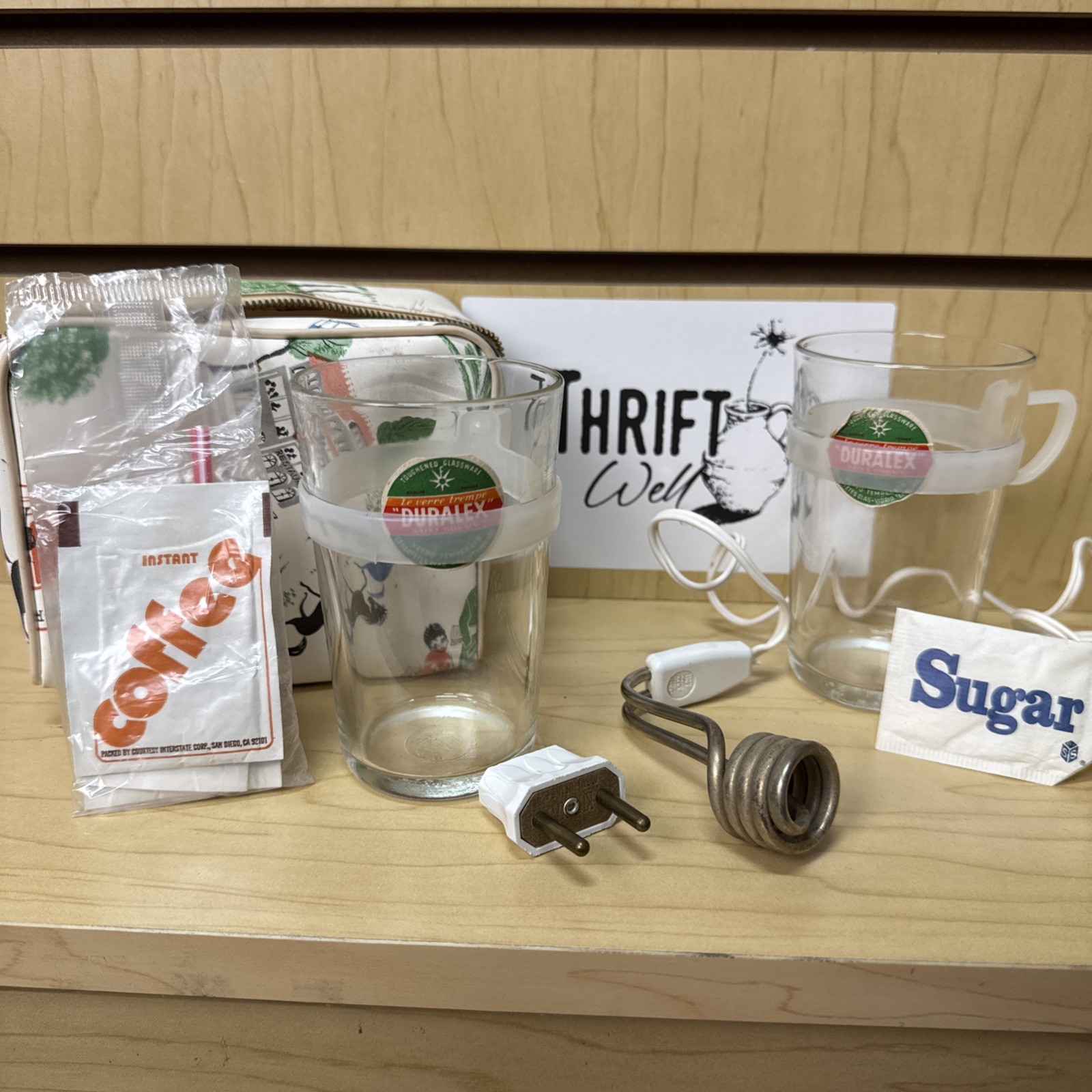 Vintage Instant Coffee Cups And Heater Set With Vinyl Case
