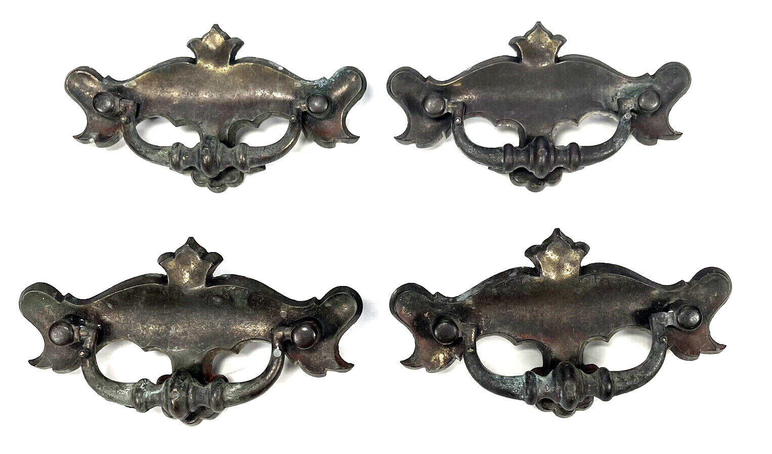 Vintage Brass Drawer Pulls Lot Of 4 Tarnished P2308 5-1/4” Bail Pull Hardware