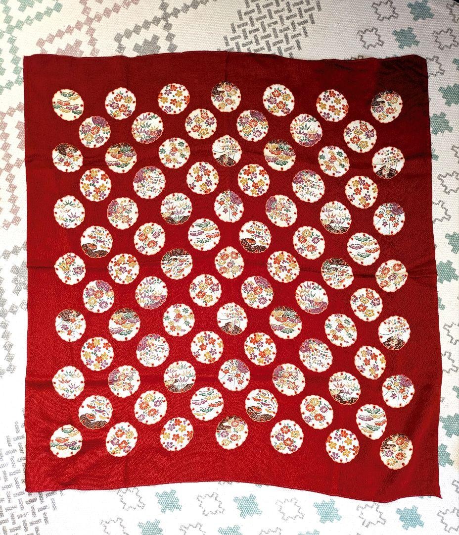 Red floral furoshiki 100% rayon Japanese wrapping cloth 27.5in