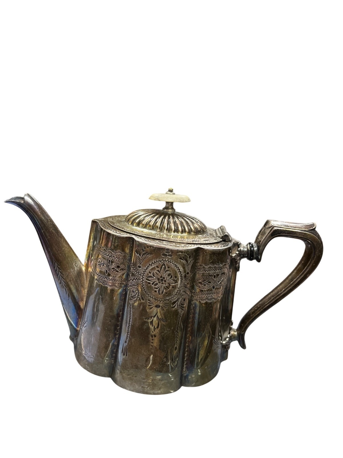 Antique victorian sillver plate coffee tea pot EPBM ornate engraved #923 SKU 10-