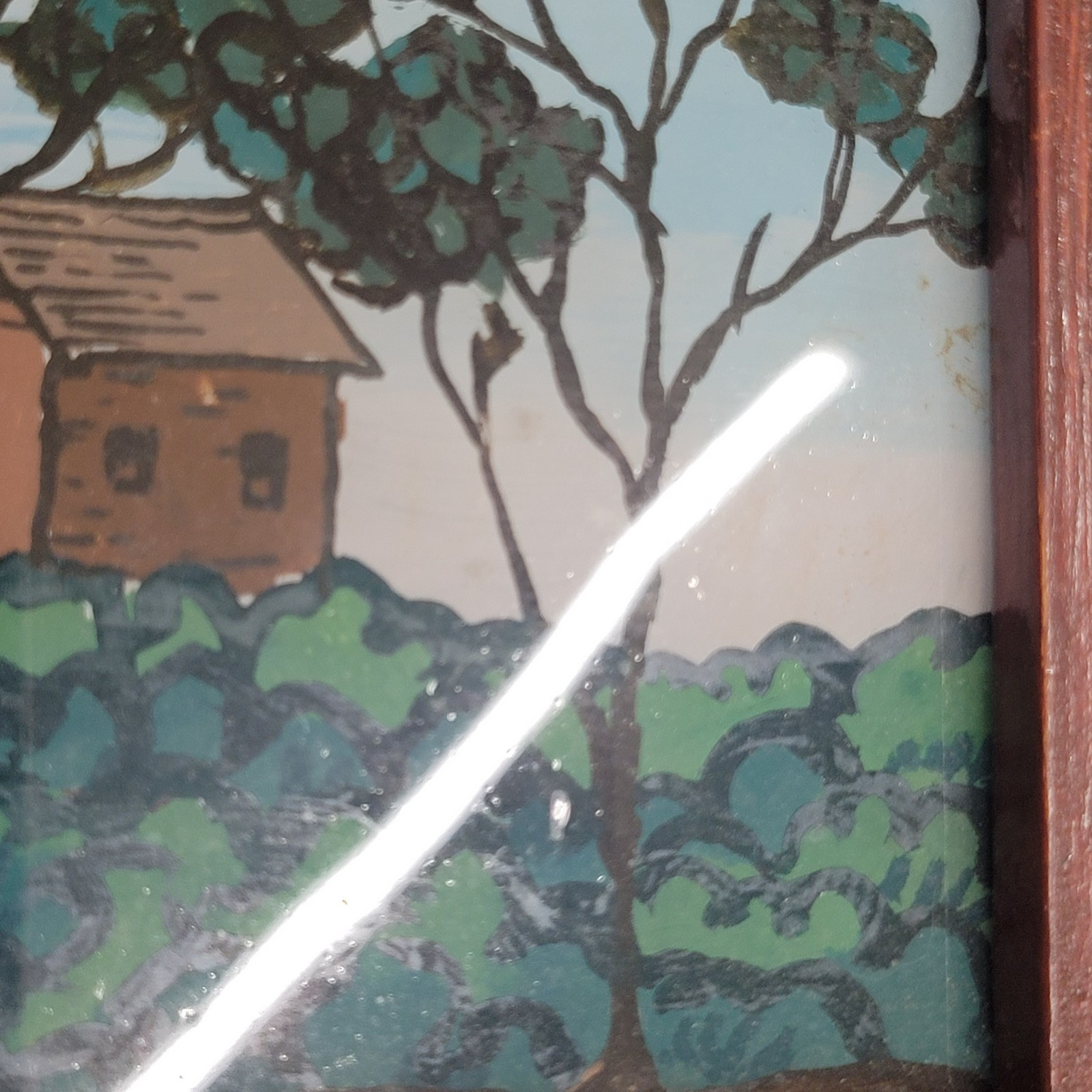ANTIQUE REVERSE PAINTED LANDSCAPE MIRROR By GEORGE SPRINGER Late 1800’s