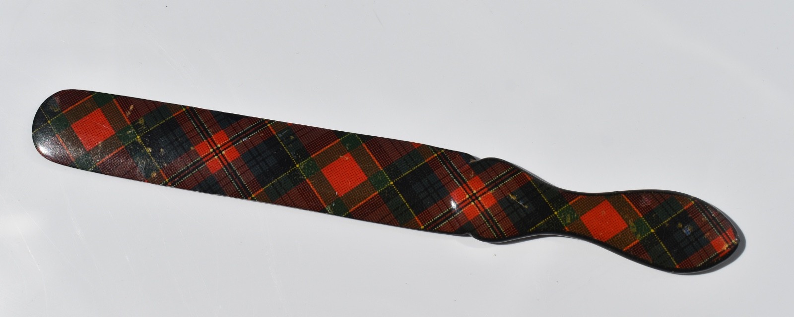 Antique Mauchline McPHERSON Tartan Ware Page Turner (16.7cm) / Stuart Tartan