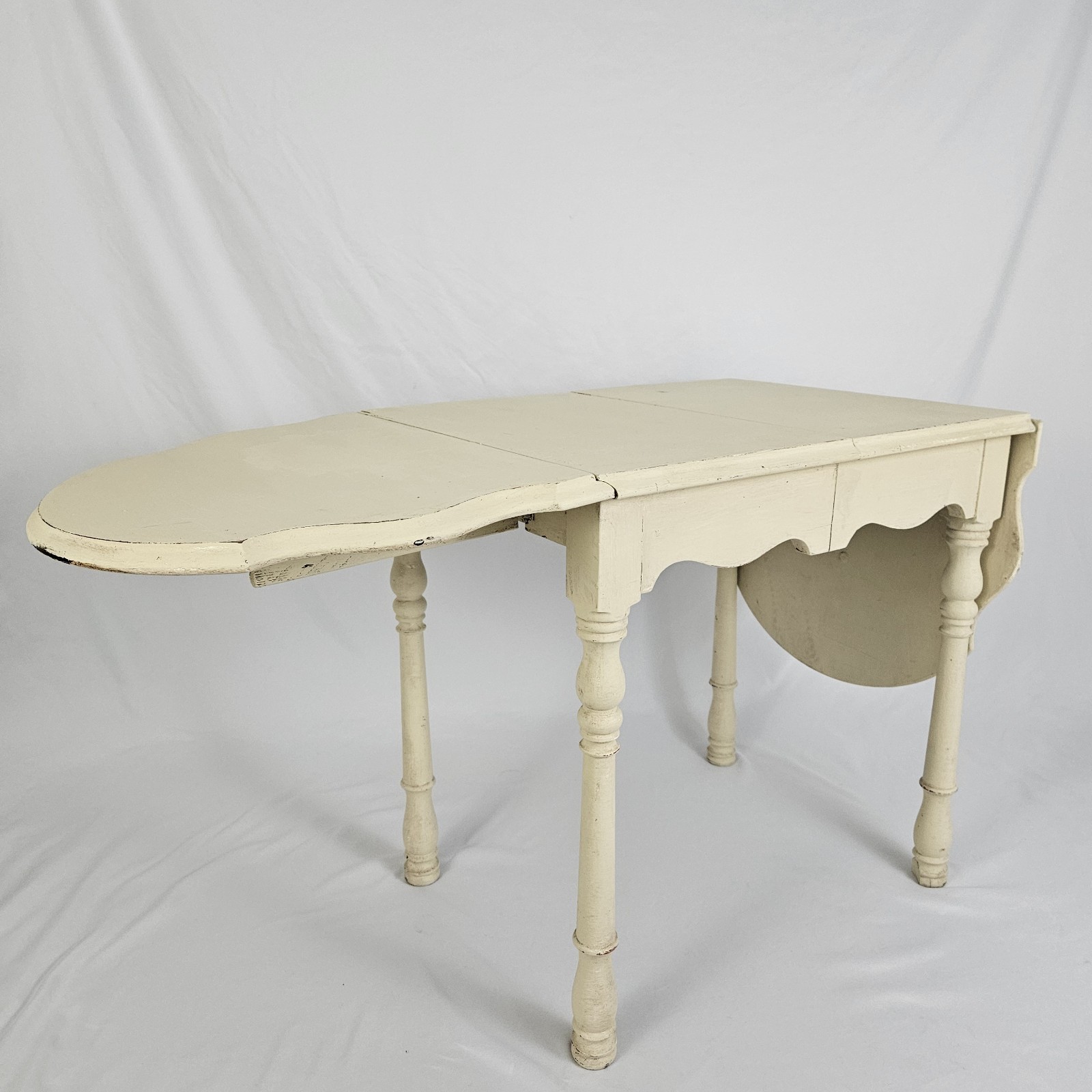 Antique Drop-Leaf Work Table Sewing Crafts Old Painted Country Cottage Kid Size