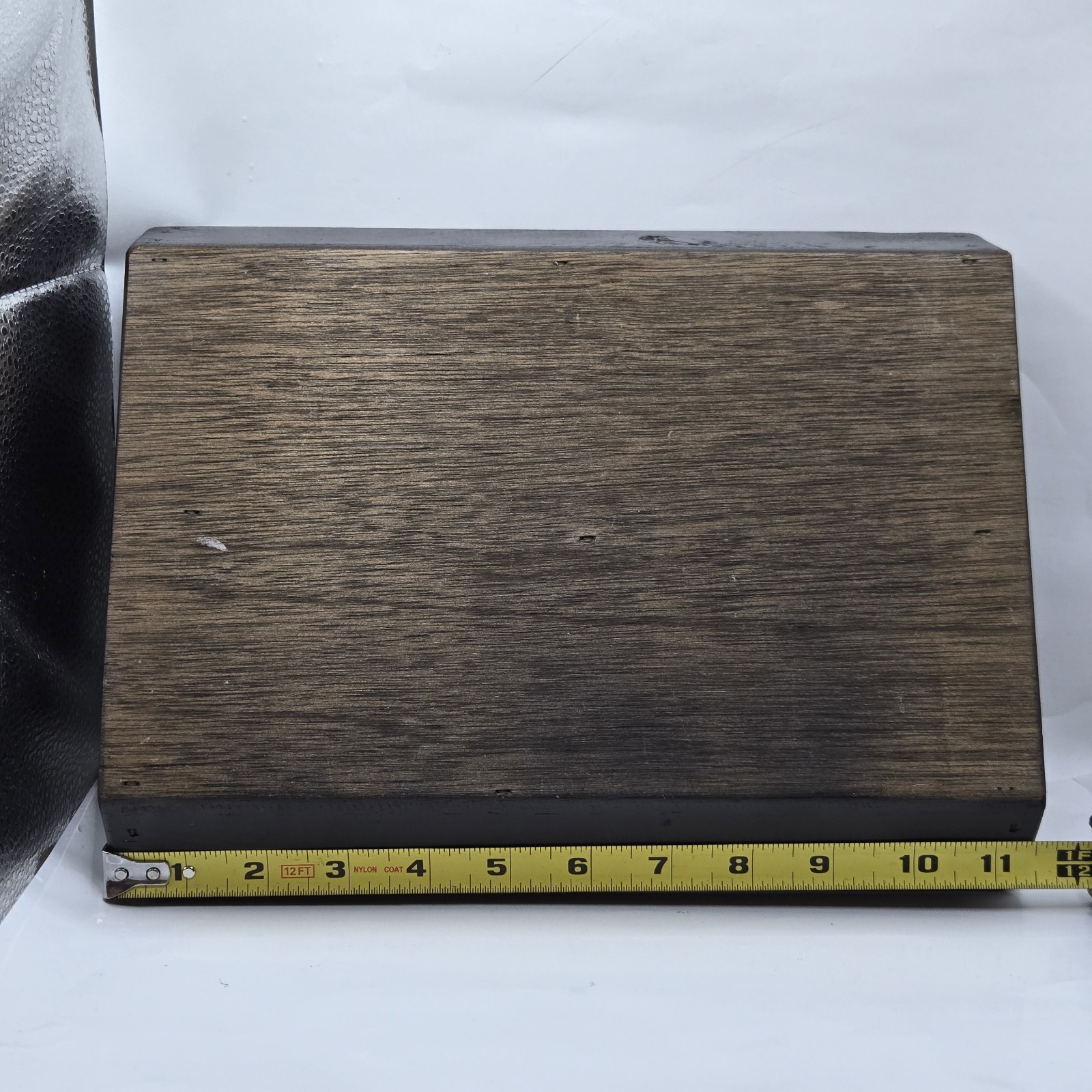 Vtg Primitive Solid Wood Cutlery Tote Caddy Black Farmhouse Tool Tray 11″ Handle
